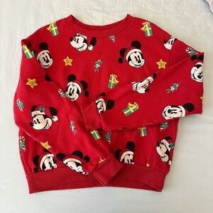 H&M Divided Disney Red Mickey Holiday Cropped Sweater